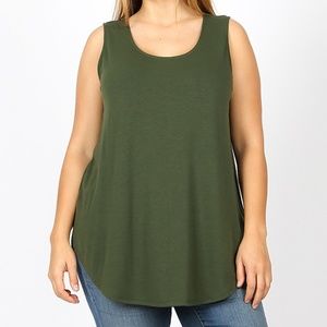 Plus Size Tunic Tank - Army Green